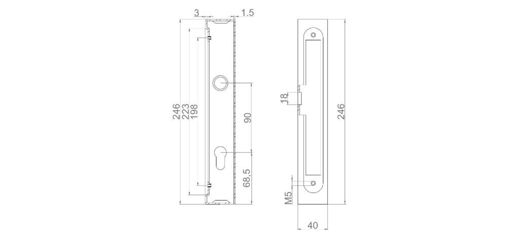 Rys. Kaseta 40x40 mm z zamkiem