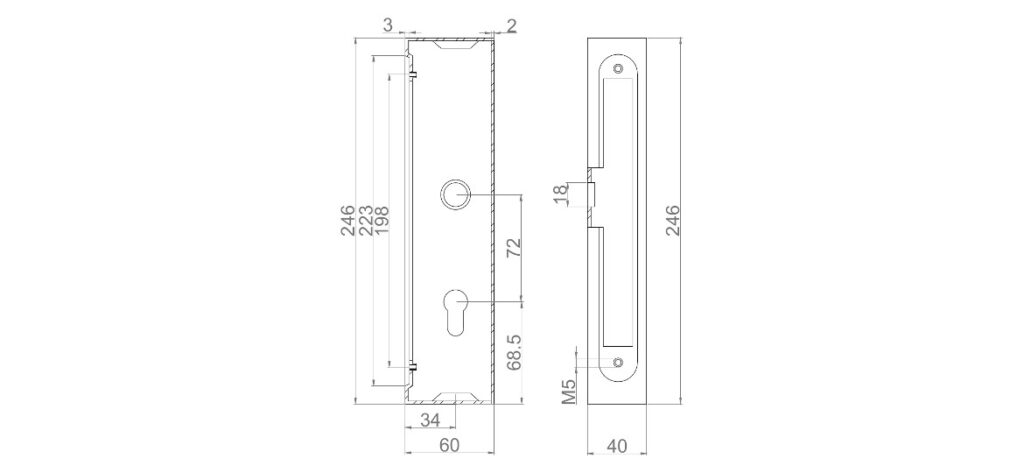 Kaseta 40x60 - rysunek techniczny