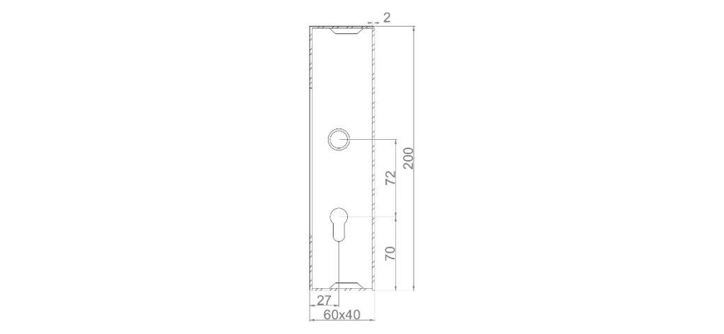 Rysunek: Kaseta 40x60 mm z zamkiem hakowym