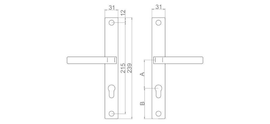 Rys. Klamka z szyldem do furtki, drzwi