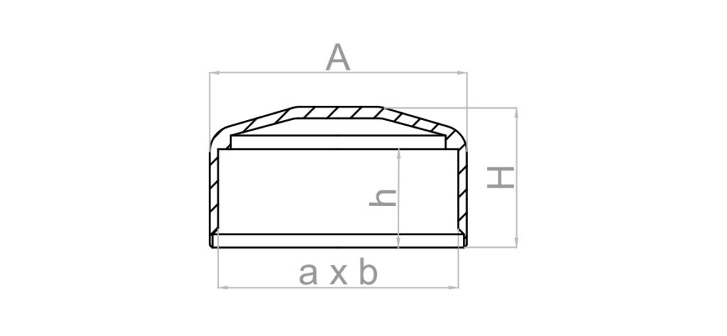 Rysunek: nasadka prostokątna na słupek ogrodzeniowy