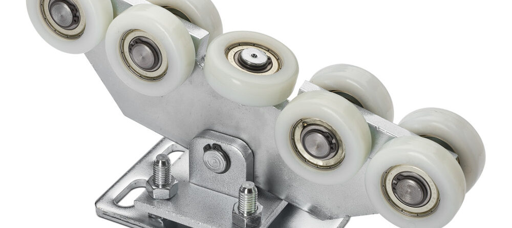 Wózek jezdny 9 rolkowy do profilu 80x80x5 mm.