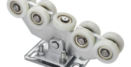 Wózek jezdny 9 rolkowy do profilu 80x80x5 mm.