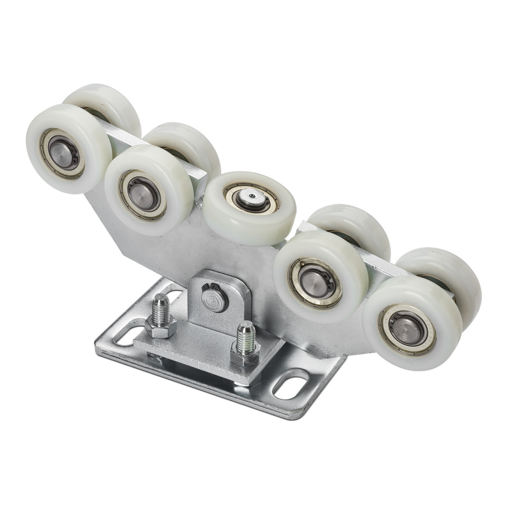 Wózek jezdny 9 rolkowy do profilu 80x80x5 mm.