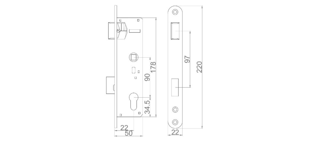 Rys. Zamek zapadkowo-zasuwkowy